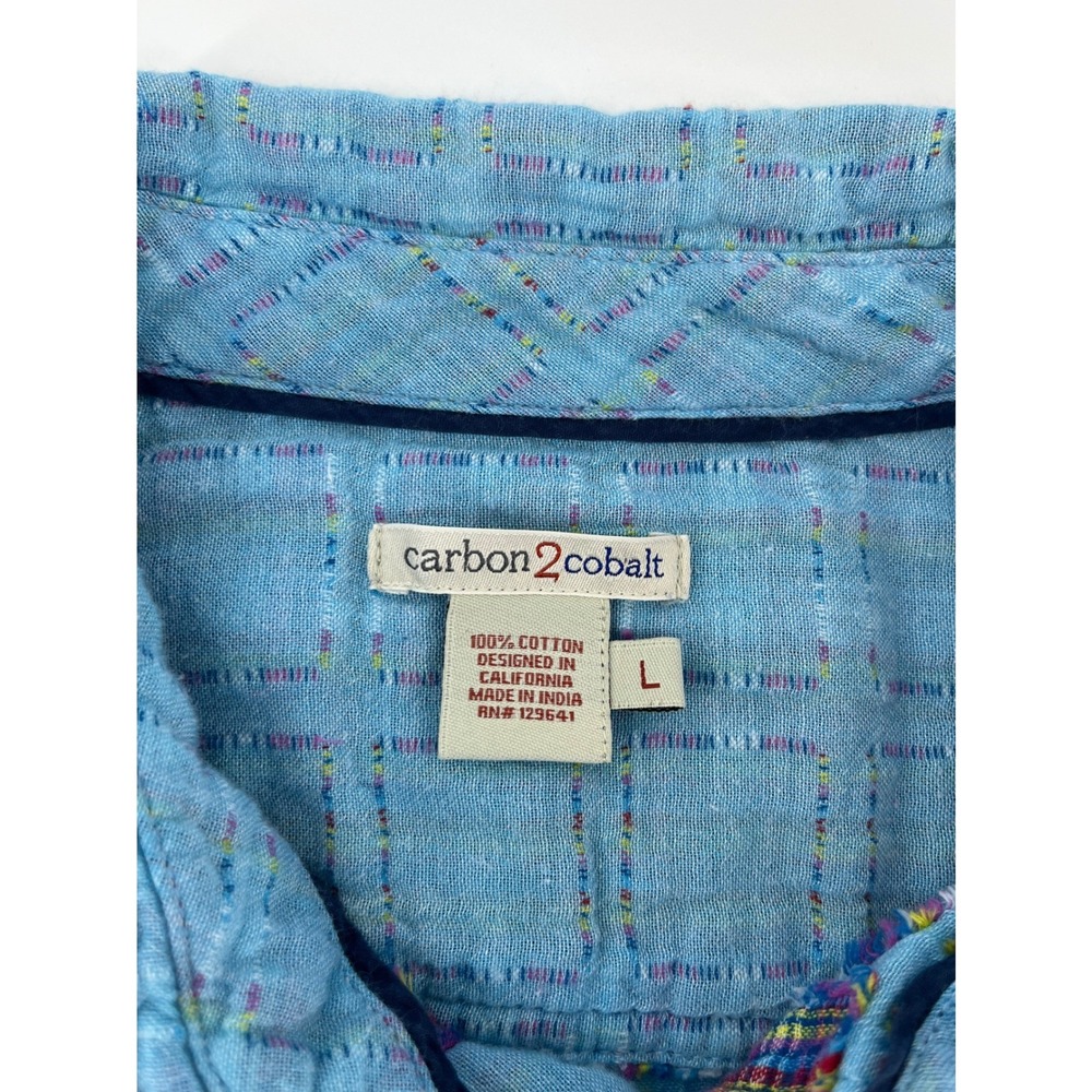 Carbon2Cobalt Button Down Shirt Mens L Blue Textured Double Cloth RN125641 - Picture 4 of 9